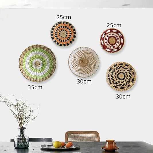 Ethnic style hand-woven straw wall decoration living room bedroom background pendant - JT-LIFE